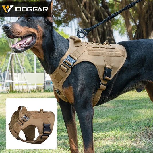 IDOGEAR Tactical Dog Harness Vest w/ Handle MOLLE Padded Adjustable Training Hunting Pet Plate Carrier 3316